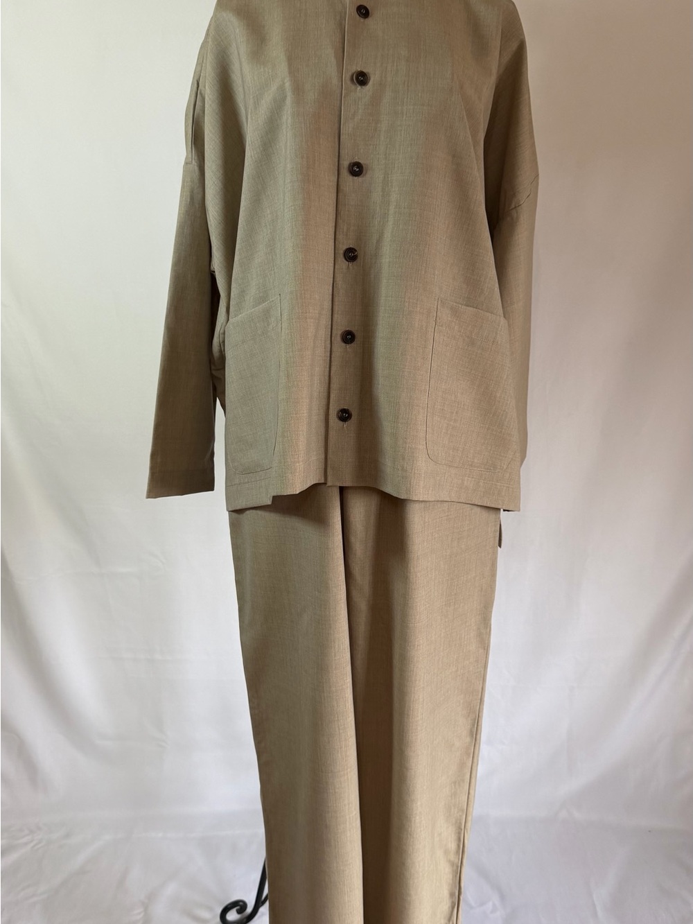 eskandar Neutral-Tone Wide-Leg Trousers in Beige